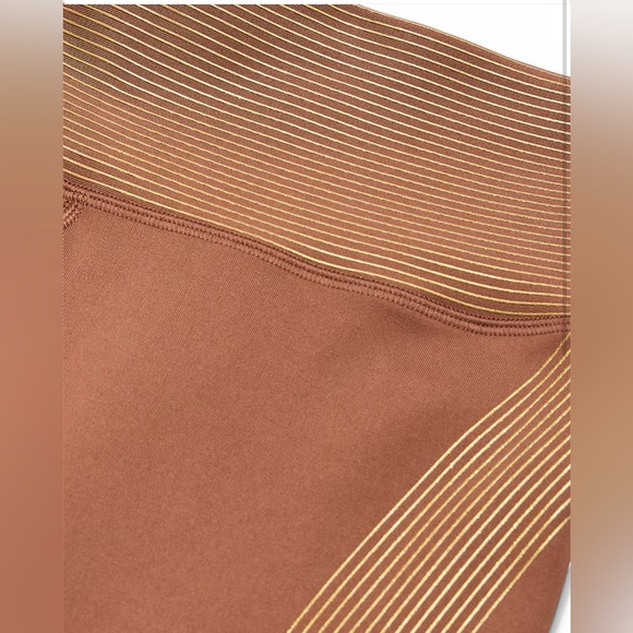 VSX Victoria Secret Essential Shine Pocket Leggings women size large brown gold - Picture 5 of 17
